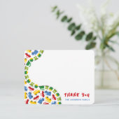 男子のおもちゃ カラフルな車 バス トラック 電車 赤ちゃん 男の子 サンキューカード (スタンド正面)