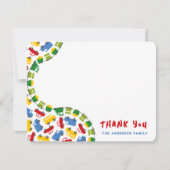 男子のおもちゃ カラフルな車 バス トラック 電車 赤ちゃん 男の子 サンキューカード (正面)