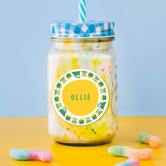 男子のおもちゃ 緑の列車 子供の誕生日パーティーの景品 ラウンドシール