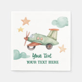 男子のためのクールでモダンなカラフルな飛行機の誕生日パーティー スタンダードカクテルナプキン (正面)