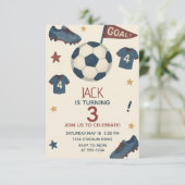 男子のためのスポーツ・サッカーの誕生日の招待状 招待状 (スタンド正面)