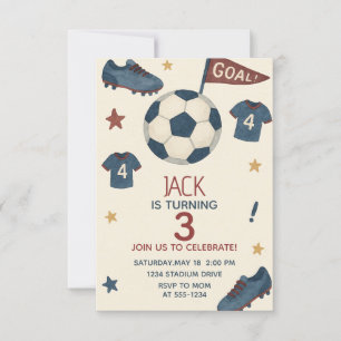 男子のためのスポーツ・サッカーの誕生日の招待状 招待状