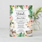 男子のためのバーチャルベビーシャワー | サファリの友達 招待状 (スタンド正面)