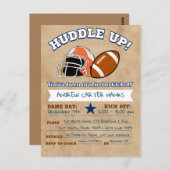 男子のためのフットボール誕生日招待状 ハドルアップ！ ポストカード (正面/裏面)