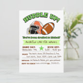 男子のためのフットボール誕生日招待状 ハドルアップ！ 招待状 (スタンド正面)