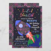 男子のための宇宙誕生日招待状 招待状 (正面/裏面)