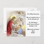 男子のための第1聖餐式招待状 インビテーションポストカード (正面/裏面)