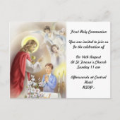 男子のための第1聖餐式招待状 インビテーションポストカード (正面)