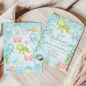 男子のシェルブレイト海亀水中誕生日 招待状