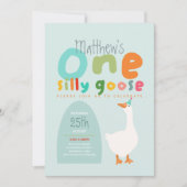 男子のシリーゴースブルー初誕生日 招待状 (正面)