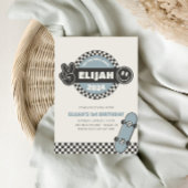 男子のチェック柄スケートボード グルーヴィー ヒッピーの誕生日 招待状