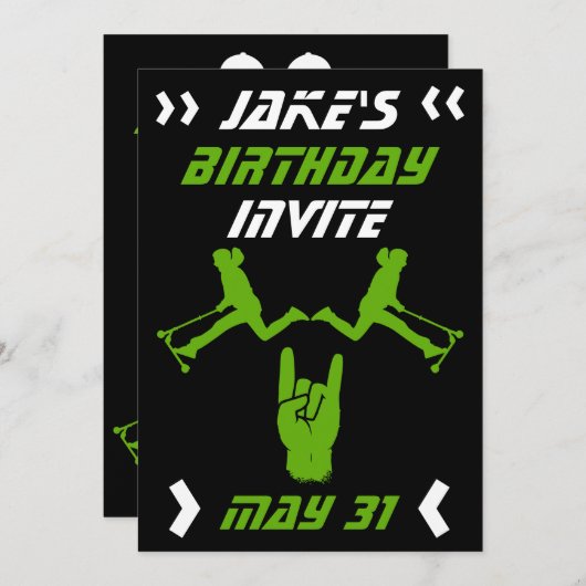 男子のトリックスケーターの誕生日 招待状 (正面/裏面)
