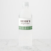 男子のフットボールファーストイヤー ダウン 1歳の誕生日パーティー ペットボトルラベル (正面)