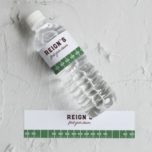 男子のフットボールファーストイヤー ダウン 1歳の誕生日パーティー ペットボトルラベル