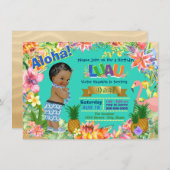 男子のルアウ誕生日パーティー アフリカ系アメリカ人のルアウ 招待状 (正面/裏面)