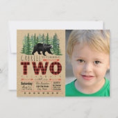 男子のログジャケットの2歳の誕生日パーティーの招待状 招待状 (正面)