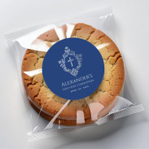 男子の初聖体拝領 ロイヤルブルー ヴィンテージクレスト 十字架