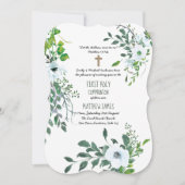 男子の初聖体拝領 青い花 招待状 (正面)