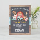 男子の動物農場チョークボード感謝カード 招待状 (スタンド正面)