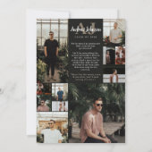 男子の卒業おめでとうを伝えるモノグラムイニシャル発表 招待状 (裏面)