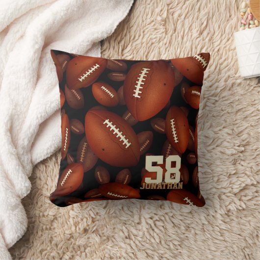 男子の名前とジャージー・ナンバーフットボール クッション (ブランケット)