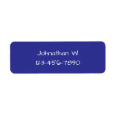 男子の名前と電話番号（青と白） ラベル (正面)