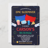男子の寝泊まりパーティー ビデオゲーム 誕生日パーティー 招待状 (正面)