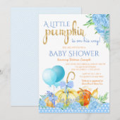 男子の小さなかぼちゃの秋のベイビーシャワー招待状 招待状 (正面/裏面)