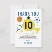 男子の現代スポーツ誕生日パーティー｜ゲームデーのテーマ サンキューカード (正面)