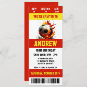 男子の誕生日のための個人用デジタルサッカーチケット 招待状 (正面/裏面)