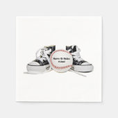 男子の誕生日パーティーのためのスニーカーと野球 スタンダードカクテルナプキン (正面)