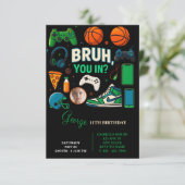 男子の誕生日パーティー招待状 ゲーマー & スポーツ (スタンド正面)