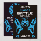男子の誕生日パーティー招待 ダーツウォーズ 招待状 (正面/裏面)