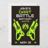 男子の誕生日パーティー招待 ダーツウォーズ 招待状 (正面)