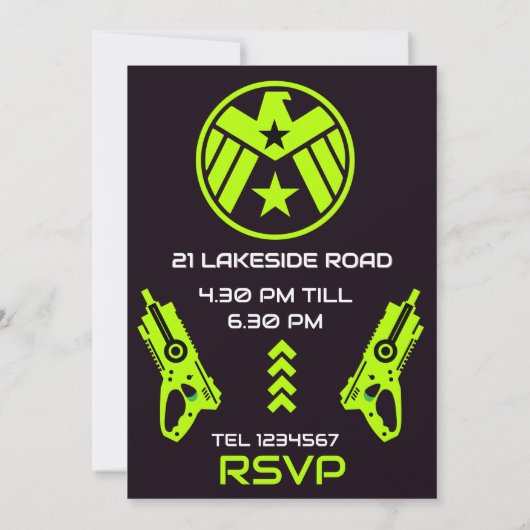 男子の誕生日パーティー招待 ダーツウォーズ 招待状 (裏面)