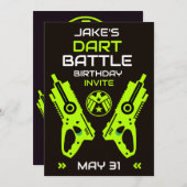 男子の誕生日パーティー招待 ダーツウォーズ 招待状 (正面/裏面)