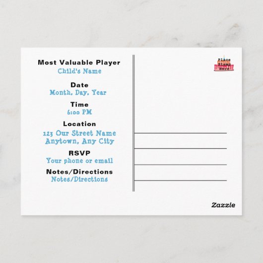 男子の誕生日パーティー ポストカード 招待状 HAMbyWG (裏面)