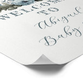 男子の赤ちゃん歓迎！ウサギの青い花のリースのベイビーシャワー ポスター (角)