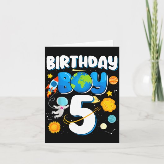 男子の5歳の誕生日宇宙飛行士スペース惑星4 カード (正面)