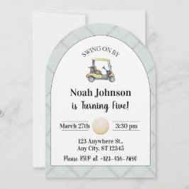 男子の5歳誕生日パーティーにお越しください！ゴルフ 招待状