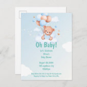 男子のOHベビーベビーシャワー招待状 案内ポストカード (正面/裏面)