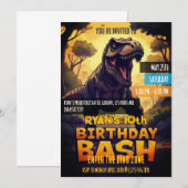 男子のTレックス誕生日 招待状 (正面/裏面)