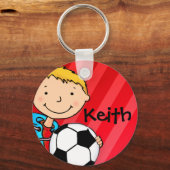 男子はサッカーレッドスポーツキーチェーンと名付けた キーホルダー (正面)