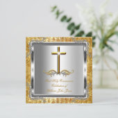 男子または女子ファースト1聖コミュニオン金ゴールドシルバー2 招待状 (スタンド正面)