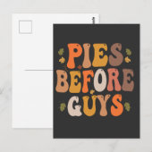 男子よりパイを優先 面白い かわいい 落葉 秋のプレゼント ポストカード (正面/裏面)