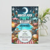 男子よ、ブラフ バーベキュー ウィンター プールパーティー 13歳の誕生日 招待状 (スタンド正面)