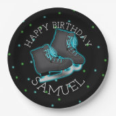 男子アイススケート誕生日パーティー ペーパープレート (正面)