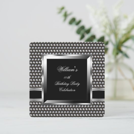 男子エレガント黒銀誕生パーティーマン2 招待状 (スタンド正面)