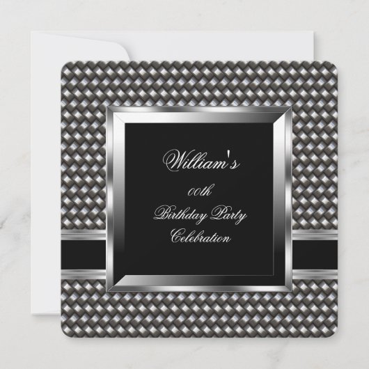男子エレガント黒銀誕生パーティーマン2 招待状 (正面)
