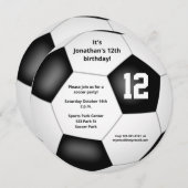 男子ガールズサッカーをテーマにした誕生日パーティー 案内状 (正面/裏面)